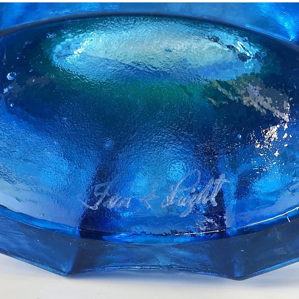 Fire & Light Cobalt Blue Recycled Glass Aurora Vase Scalloped 9.5